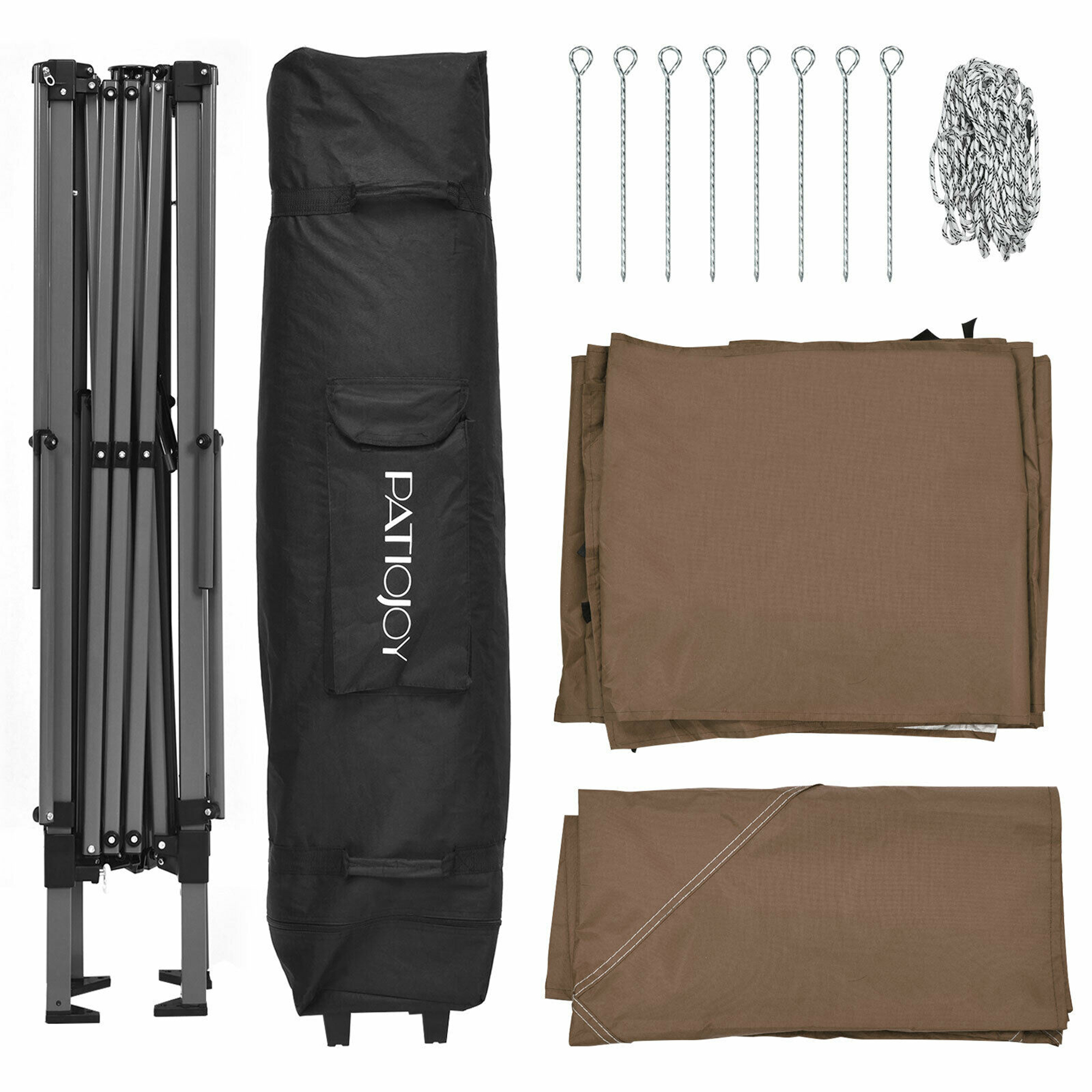 Gymax 13' x 13' Folding Patio Pop-up Gazebo Canopy Tent Outdoor Shelter Shade Brown