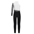 thumbnail image 4 of iiniim Kids Girls Gymnastics Leotard One Shoulder Figure Skating Jumpsuit Romper Footless Unitard White 14, 4 of 7