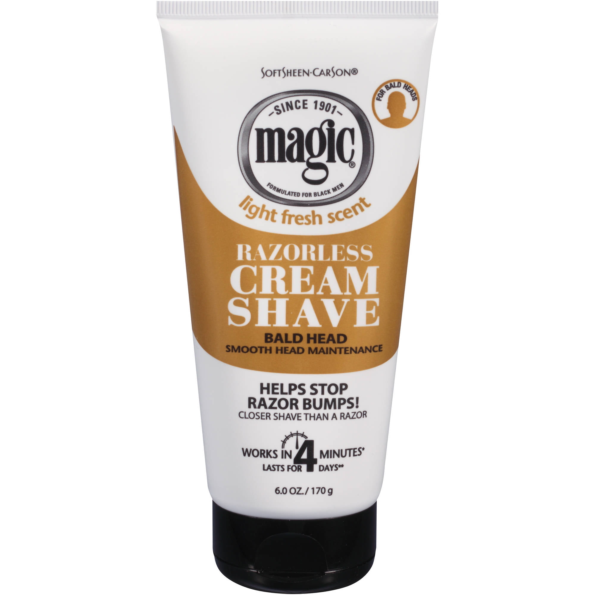 SoftSheen-Carson Magic Razorless Cream Shave, Depilatory Cream for a Smooth Bald Head, 6 oz