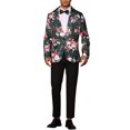 thumbnail image 2 of INSPIRE CHIC Men's Suit Jacket Floral Print Notched Lapel Casual One Button Blazer 38 Pink Black, 2 of 6