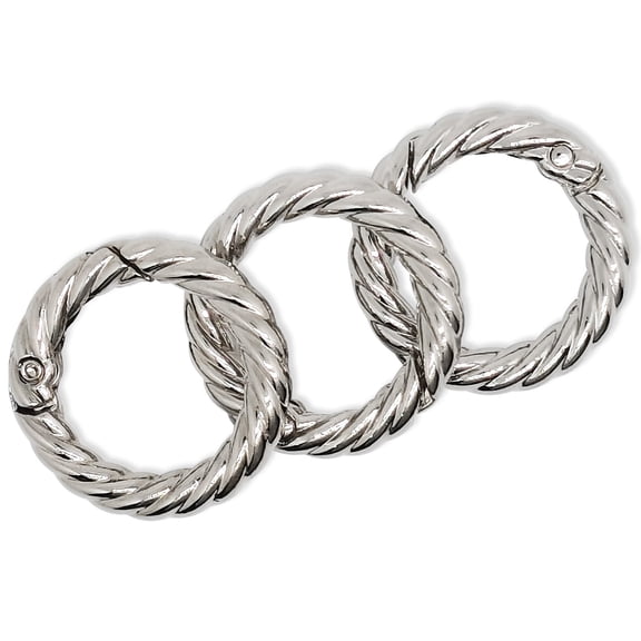 4pcs 3/4inch Inner Diameter Twisted Spring O Rings,Metal Spring O Rings Buckles,Diy Accessories Spring Keyring Buckle For Keychains,Purse, Bag And Handbag(Silverr)