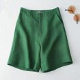 thumbnail image 5 of Joernso Women Summer Shorts Pocket Breathable Solid Color Straight Knee Length Daily Wear Loose High Waist Wide Leg Lady Shorts Female Clothes, 5 of 7