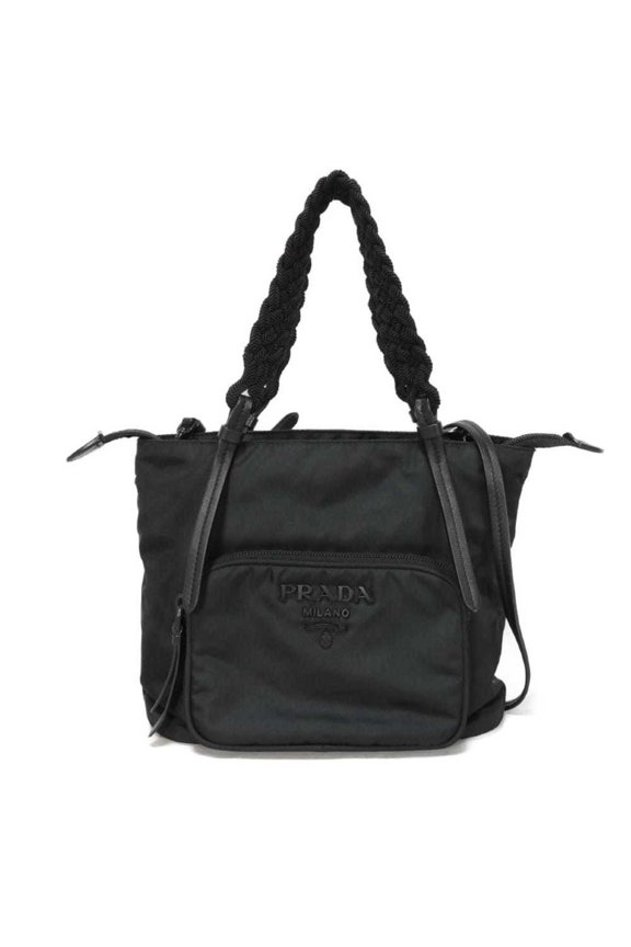 Pre-Owned Prada Tessuto Tote Bag, Black, Braided Handle, 2-Way Shoulder RFID IC, Logo, Nylon,...