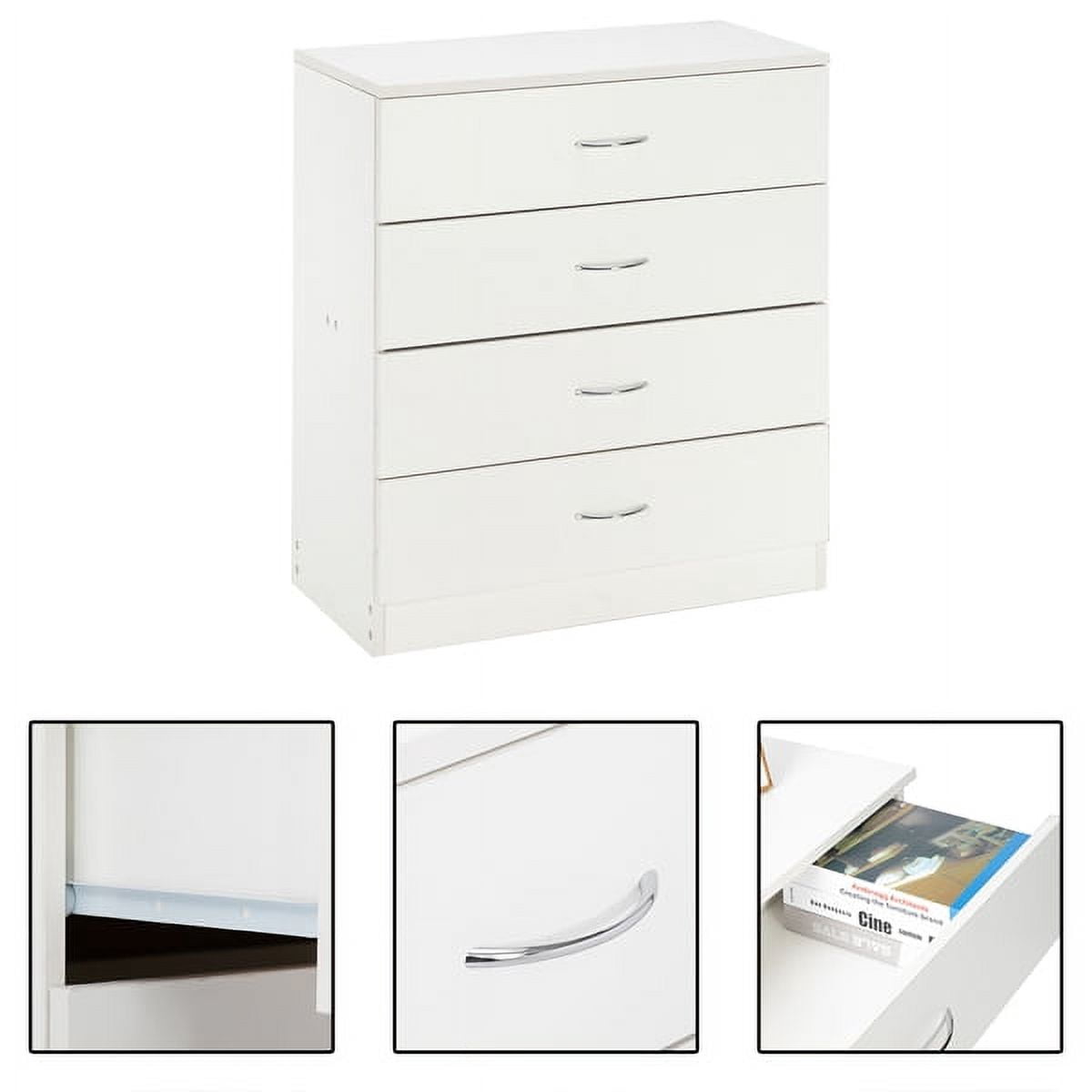 White MDF Wood Simple 4-Drawer Dresser for Bedroom