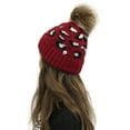 thumbnail image 2 of Herrnalise Women Leopard Stitching Outdoor Plush Hats Crochet Knit Button Beanie Cap, 2 of 5