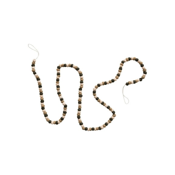Creative Co-Op Handmade Wool Felt Ball Garland, Cream Color and Brown