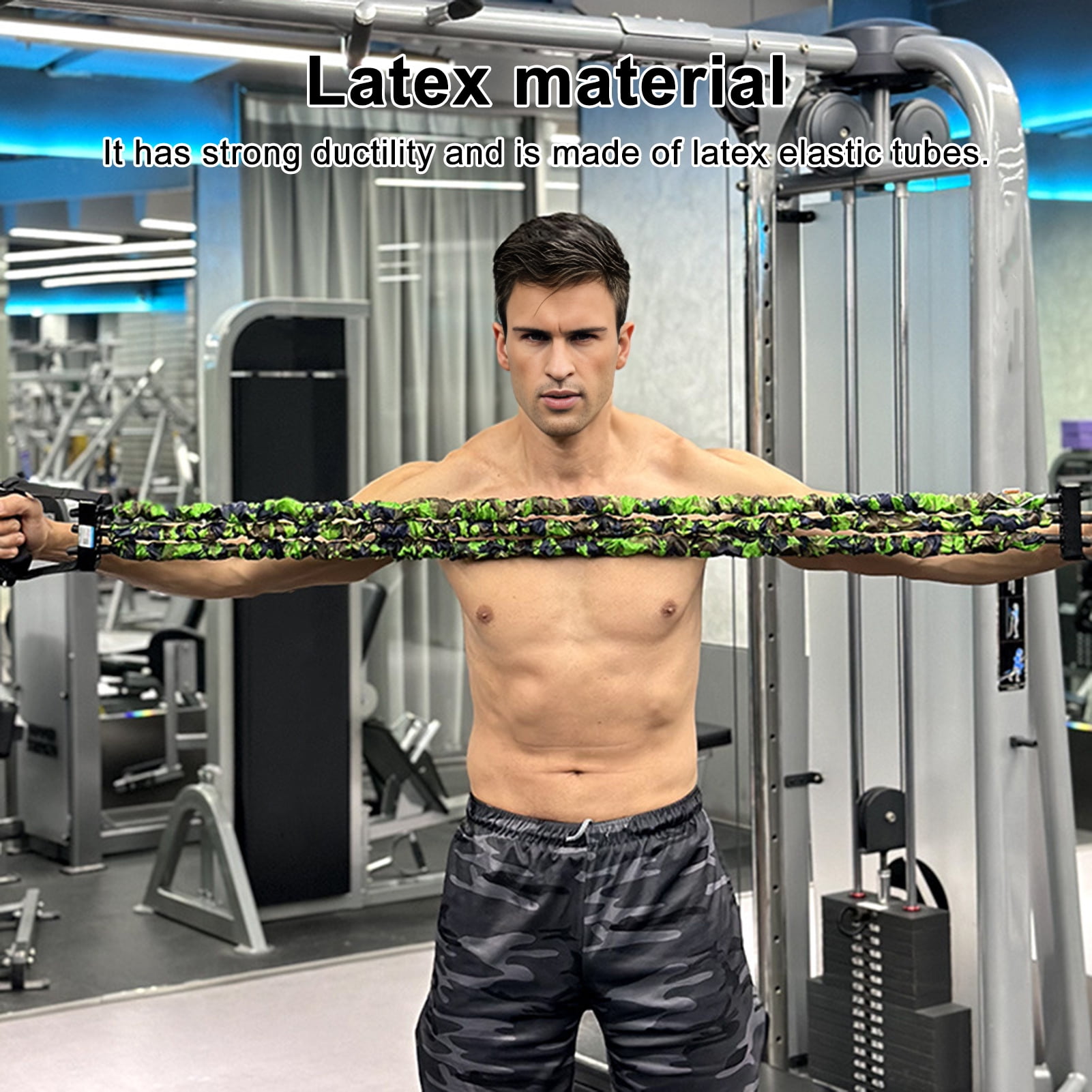 YIFAEUX Adjustable Resistance Band with Detachable 3-Tube Chest Expander Shoulder Stretcher Men Strength Training Fitness Full Body Stretching Band with Handle