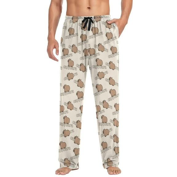 joogoo Men's Pajama Pants Capybaras Cute Soft Long Sleep Lounge Pjs Bottoms L