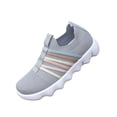 thumbnail image 3 of Domuza Women's Colorful Stripe Knit Slip-On Sneakers, Lightweight Breathable Comfort Walking Shoes, Casual Non-Slip Footwear for All-Day Wear Gray 7（EU-38）, 3 of 5