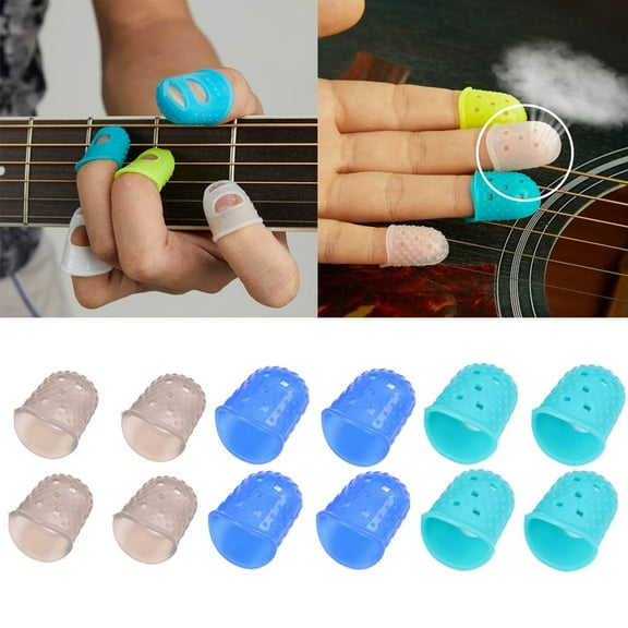 4 Pieces Guitar Fingertip Protector, Silicone Finger Protector, Fingertip Protection Covers Cap, Clear Anti-slip Finger Guards for Stringed Instruments, Sewing and Embroidery