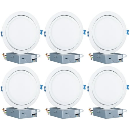 

MW Lighting 6 inch LED 5CCT Swivel Recessed Light with Junction Box 2700/3000/3500/4000/5000K Dimmable 800 lumens Energy Star (6 PACK)