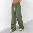 thumbnail image 3 of YIFUNIN Women's Solid Color Elastic Waist Wide Leg Pants, Casual Drawstring Trousers for Lounge Wear, Loose Fit Comfortable Everyday Bottoms,Army Green L, 3 of 5