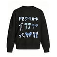 thumbnail image 2 of Girls Bow Print Sweatshirt Cute Long Sleeve Pullover Top for Kids Teens Fleece Lined Crew Neck Sweatshirts Casual Wear 9-10 Years Black, 2 of 6