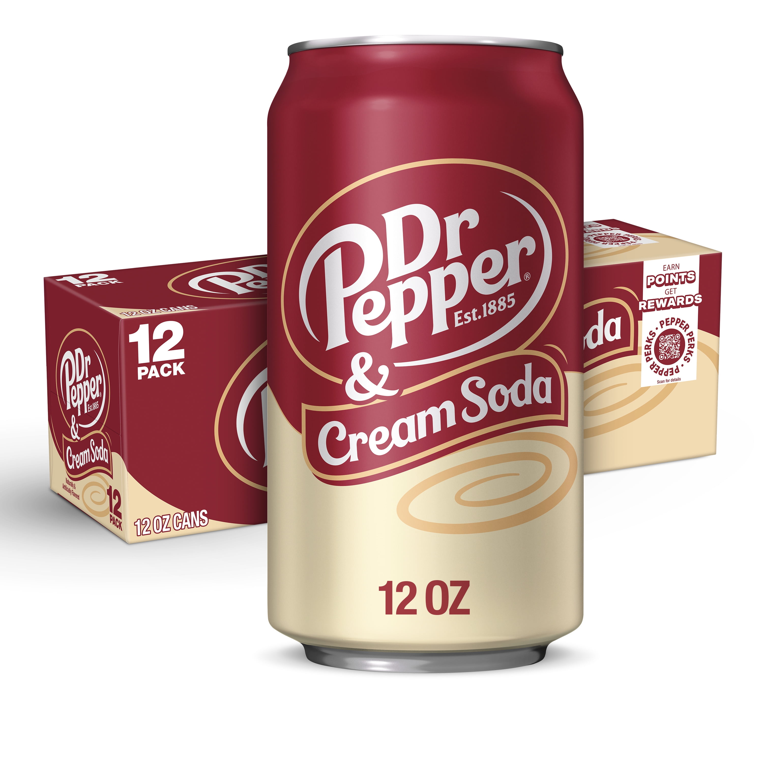 Dr Pepper & Cream Soda, 12 fl oz cans, 12 pack