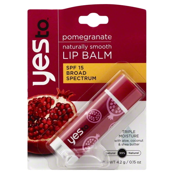 Yes To Naturally Smooth Lip Balm SPF 15 Pomegranate 0.15 oz Walmart