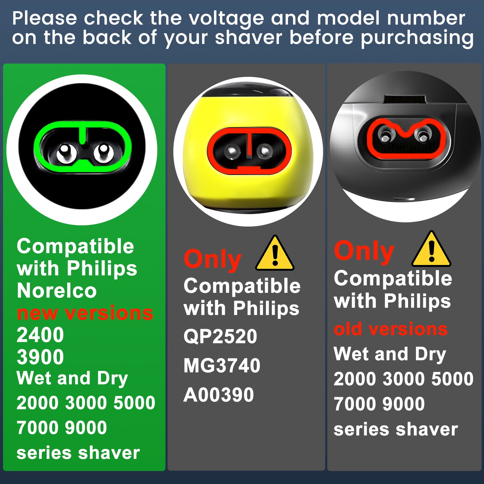 5V Charger Compatible with Philips Norelco Shaver 3900 2400, Wet & Dry Shaver Series 2000 5000 7000 3000 QP2724 QP2834 QP1924 One Blade Series