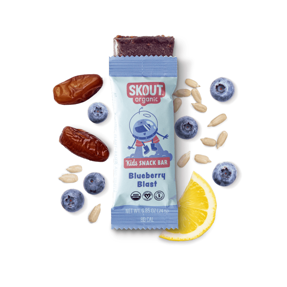 Skout Organic Blueberry Blast Real Kids Snack Bars (18 Pack) | Kids Snack Bars | No Refined Sugar | Vegan | Gluten, Dairy, Peanut, Tree Nut & Soy Free