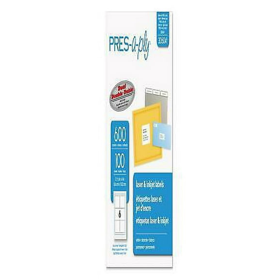 1PK Labels, Laser Printers, 3.33 x 4, White, 6/Sheet, 100 Sheets/Box