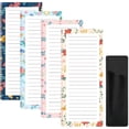 thumbnail image 2 of 4 Pack Magnetic Note Pads for Refrigerator, 7.87x3.5 inch Grocery List Pads with Pen Holder, 200 Total Sheets, Floral Design for Kitchen & Home Organization, Style J, 2 of 9