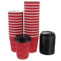 MEIBUTYUP Red Disposable Paper Tableware Set for Takeout Coffee and Parties, 50 Pieces