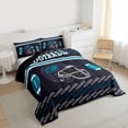 thumbnail image 3 of Homewish Est Sleep Football Full Size Comforter Sets for Kids, Soccer Sports Helmet Bedding Comforter Set, Black Teal Cartoon Reversible Bedding Sets, Ultra Soft Bedroom Decor, 3 Pieces, 3 of 8