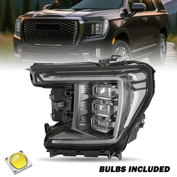 For 2021 2022 2023 GMC Yukon|Yukon XL [Full LED] Chrome Trim Headlight Left Side