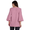 thumbnail image 3 of Moomaya Bell Sleeve Cotton Tunic For Womens V-neck Plain Summer Schiffli Top, 3 of 8