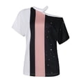 thumbnail image 3 of CEHVOM T-shirt Décontracté Imprimé pour Femmes Épaules Dénudées Col Halter Manches Courtes, 3 of 4