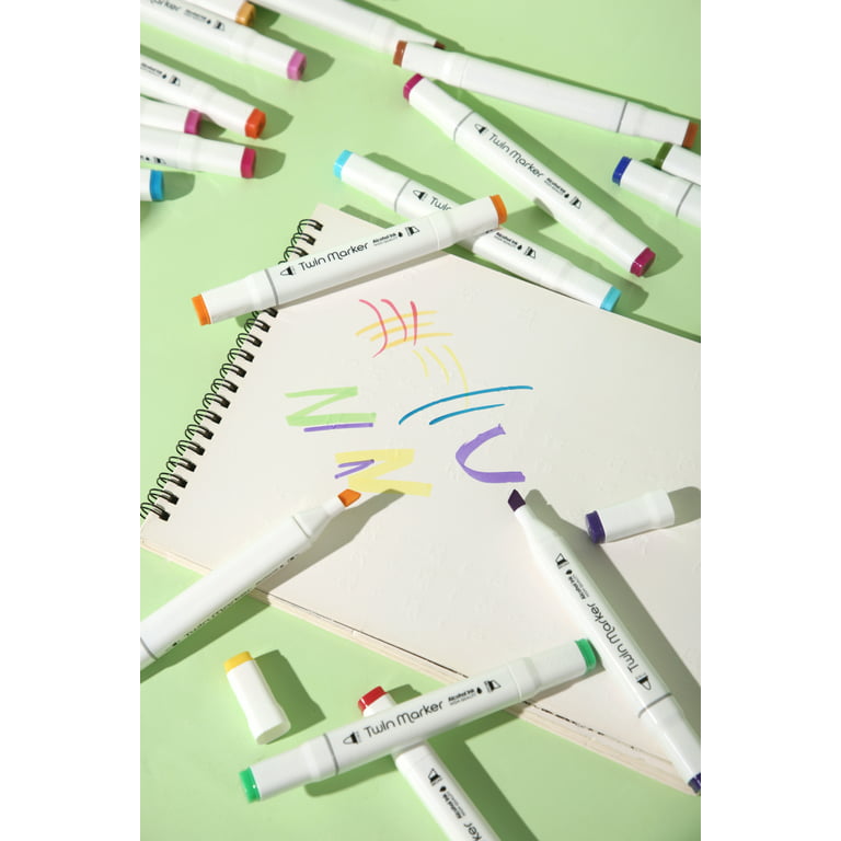 24 Colors Marker Dual Tip, Double Head Square And Circle Permanent Marker  Pens In Bright And Natural Colors Art Markers Set Comes In Safe Storage Box  