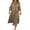 Khaki, variant on Wdfiry Solid Color Dress for Women Plus Size Lapel Long Sleeve Dress Button Down Pleated Maxi Dresses