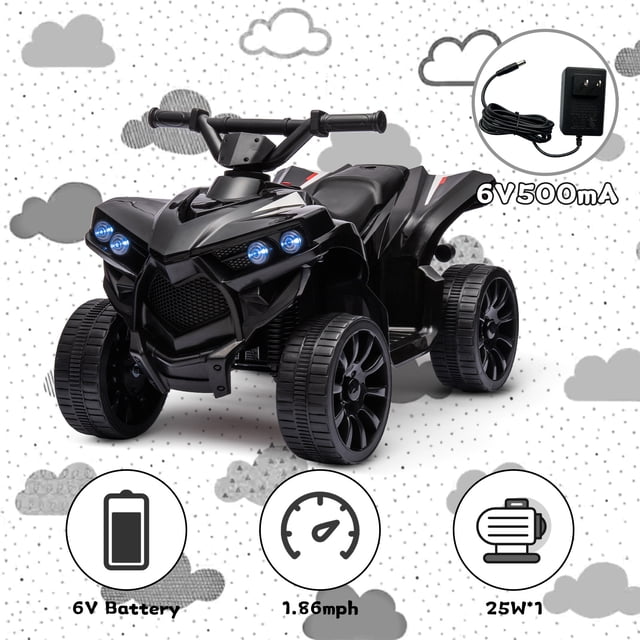 EDTara 6v Kids Electric Atv With Led Lights & Music, Battery-Powered 4-Wheeler Ride-On Toy for Toddlers, Features Durable Tires and Easy-To-Use Foot Pedal