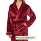 thumbnail image 3 of PAVILIA Batas para Mujer Albornoz Suave y Esponjoso de Forro Polar Acogedor y Largo Bata de Spa con Adornos de satén (2XL/3XL Vino), 3 of 5