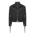 thumbnail image 4 of iiniim Tassel Boys Sequin Jackets Mock Neck Jacket Zip Up Coat Sparkle Outwear Performance Clothes Black 12, 4 of 7
