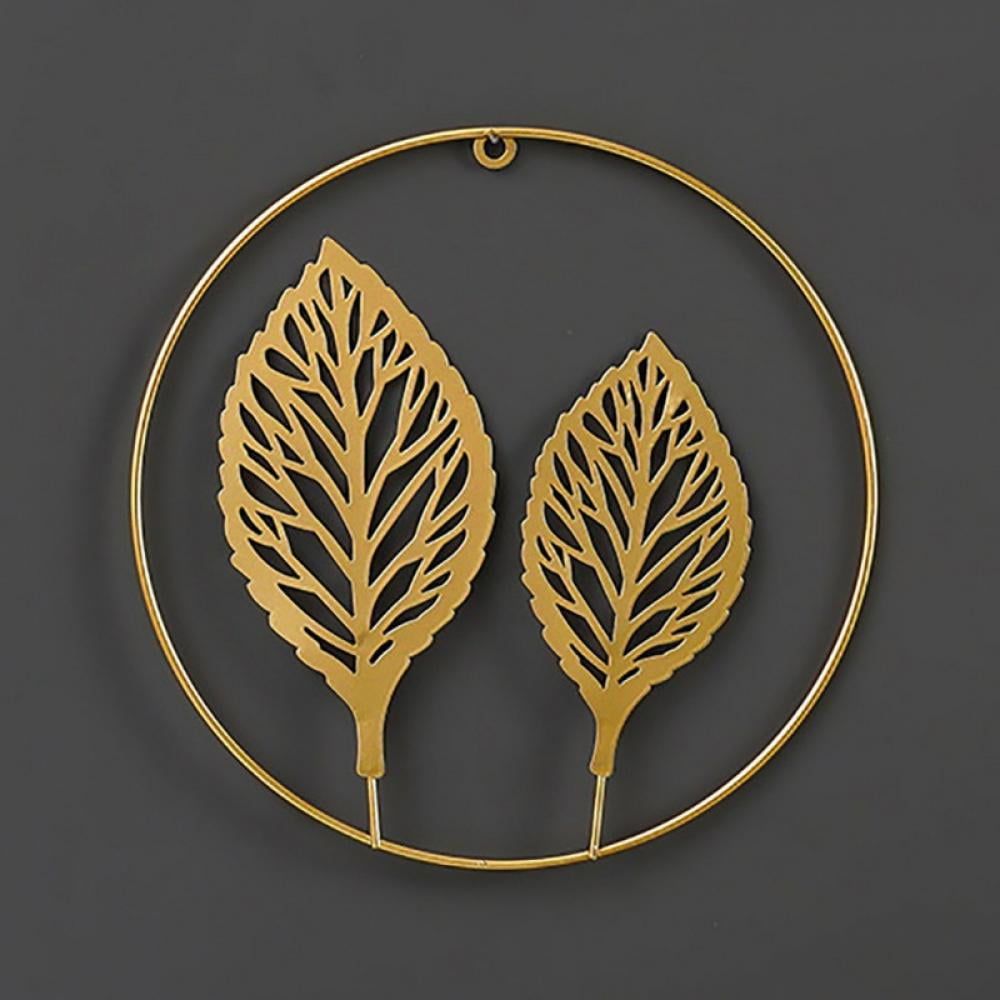 Gold Wall Decor, Golden Ginkgo Leaves Metal Wall Decor with Frame, Gold