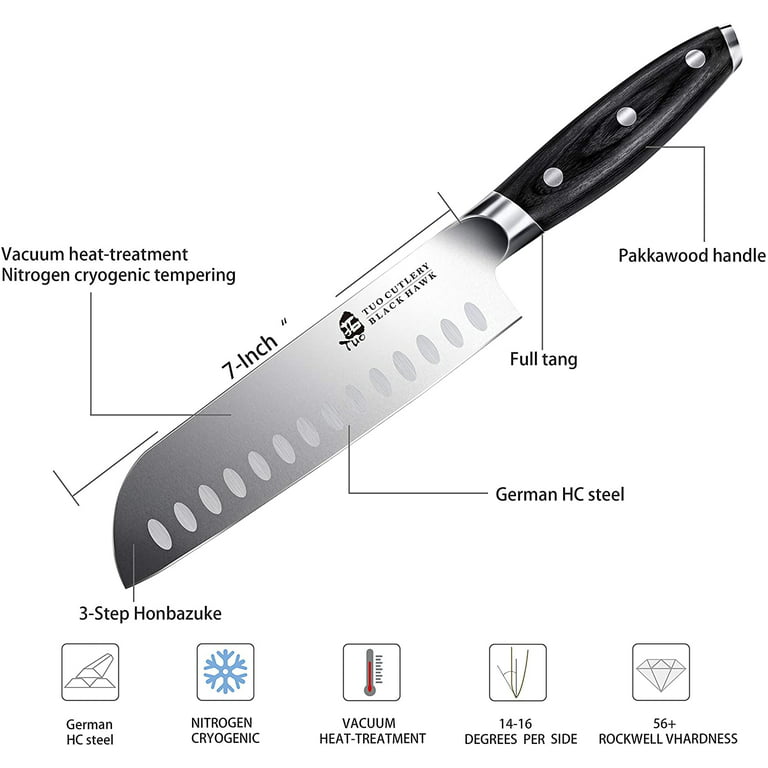 TUO Chef Knife 7 inch - Ultra Sharp Asian Knife Japanese Chef Knife with  Ergonomic Pakkawood Handle - German High Carbon Stainless Kitchen Knife  with Gift Box - Osprey Series - Yahoo Shopping