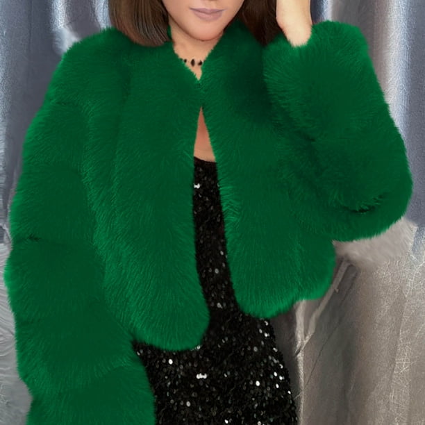 Chaquetas y abrigos casuales de manga larga sin capucha para mujer, de talla grande, de invierno, cálidos, holgados, con cuello alto, de felpa y pelo, de poliéster.