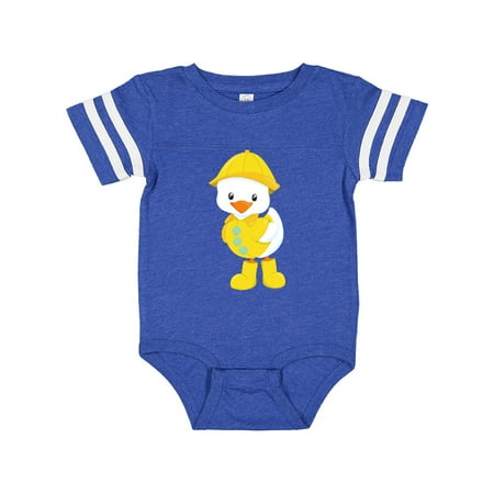 

Inktastic Cute Duck In Yellow Raincoat And Boots Baby Duck Gift Baby Boy or Baby Girl Bodysuit