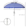 thumbnail image 3 of Outsunny Parasol de Plage 5,7 Pieds avec Inclinaison, Porte-Gobelets, Crochet, Bleu et Blanc, 3 of 10