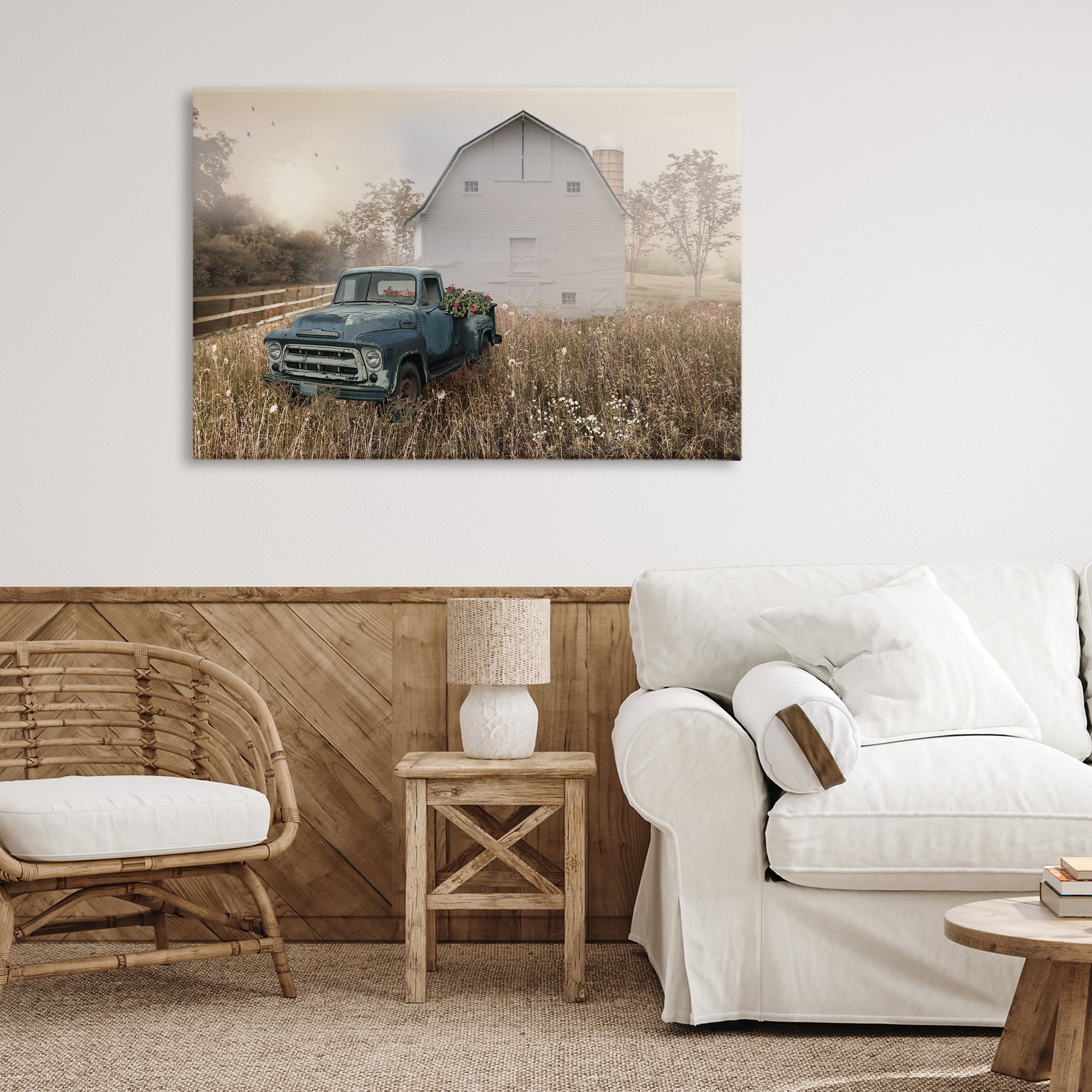 Stupell Industries Vintage Pickup in Wildflowers Canvas Wall Art, design by Nan
