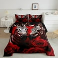 thumbnail image 6 of Zebra Comforter Set 7 Piece Bed in a Bag Twin,Red Rose Flowers Bedding Sets Black and White Stripes Bed Set,Wild Animals Sheet Set with Comforter, 6 of 6