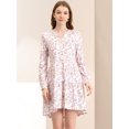 thumbnail image 3 of INSPIRE CHIC Robe Décontractée à Manches Longues et Col en V à Fleurs pour Femmes, Taille Cintrée, Blanche, taille g, 3 of 6