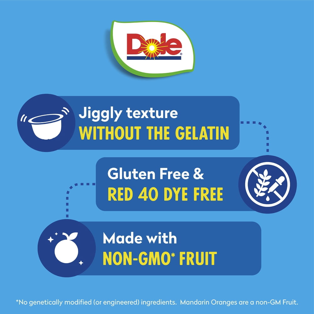 Dole Fruit Bowls Mandarins in Orange Flavored Gel Cups 4 ct / 4.3 oz - 3 Pack