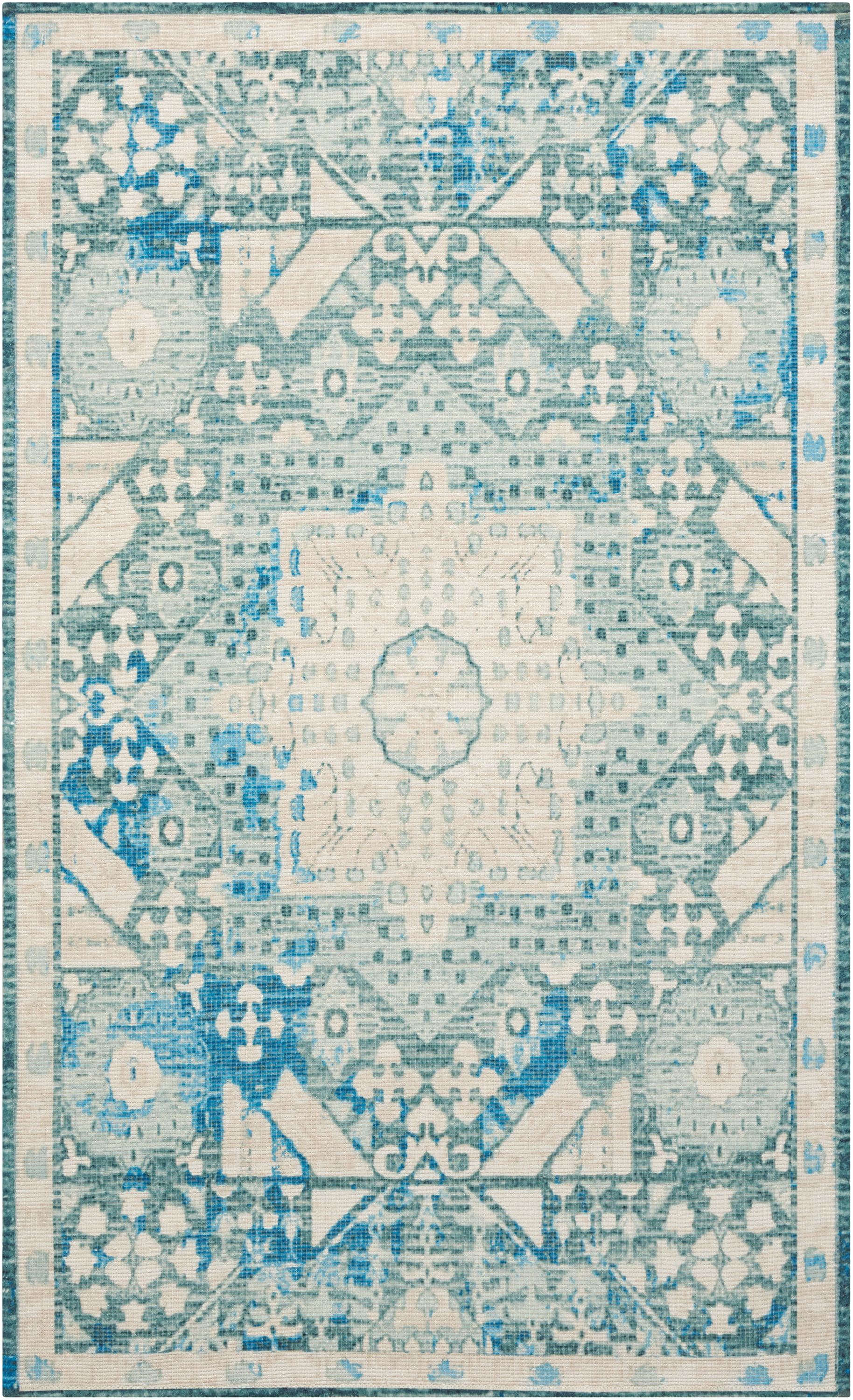 Nourison Madera Repeat Medallions Teal Area Rug - Walmart.com