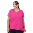 thumbnail image 2 of Hanes Just My Size Cool DRI Women's V-Neck T-Shirt (Plus ) Vivid Fuchsia 5X, 2 of 6