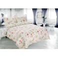 thumbnail image 1 of Marina Decoration Rich Printed Embossed Pinsonic Coverlet Bedspread Ultra Soft Bedding Summer Quilt Set with Shams, Light Floral Pattern Pink Green Red Purple Cream Color, 1 of 7