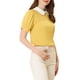 thumbnail image 4 of INSPIRAR CHIC Blusa de Mujer Vintage con Cuello Peter Pan, Manga Corta con Contraste, Color Amarillo Claro, 4 of 6
