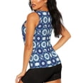 thumbnail image 3 of Balery Vintage Blue Camiseta sin mangas estampada ligera para mujer, tops de entrenamiento sin mangas, camisetas de yoga transpirables de secado rápido.-Small, 3 of 7