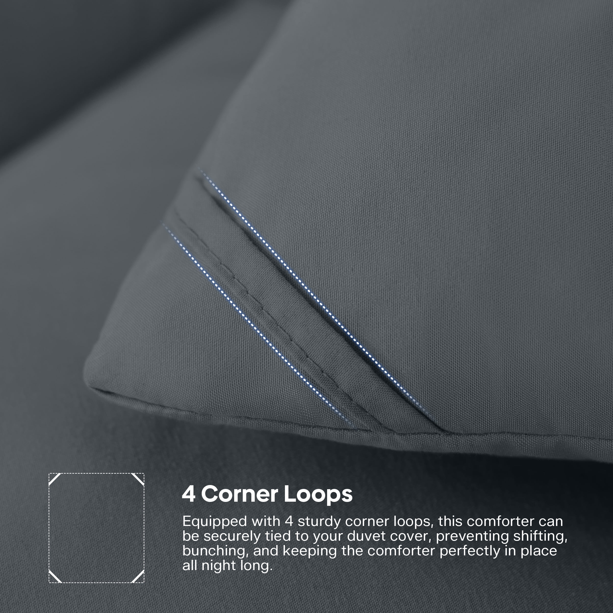 WISHEAD Comforter Queen Size All Season Soft Quilted Down Alternative Bedding Duvet Insert with Corner Tabs, Machine Washable, Dark Grey