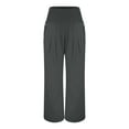 thumbnail image 4 of Durtebeua 2024 Women Linen Pants Wide Leg High Waist Lounge Summer Casual Trousers Travel Vacation Z01-Dark Gray,XL, 4 of 7