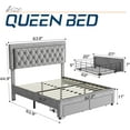 thumbnail image 5 of Merluxy Queen Bed Frame with LED Lights&Storage Drawers,Velvet Upholstered Platform Bed,Light Grey, 5 of 7